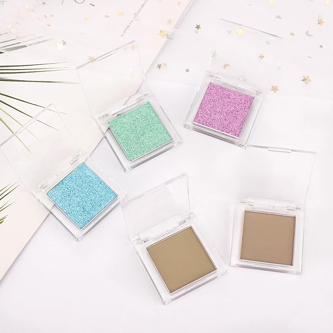 Erinde Glitter Shimmer Sparkle Eyeshadow Palette, Pink Purple Glitter Sparkle Eye Shadow Makeup, Single Monochrome Long-Lasting Eye Makeup, Smooth Formula Vegan & Cruelty-Free, C08 Pink Lilac Sparkle