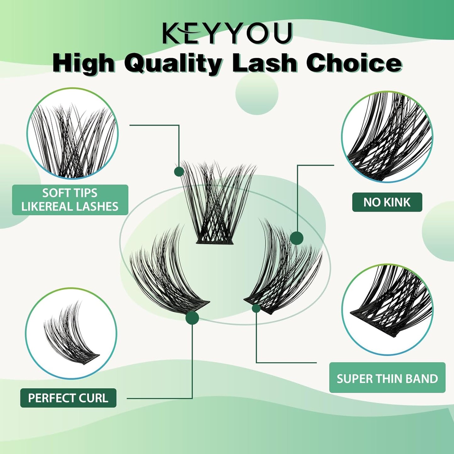 Lash Clusters 96pcs Individual Lashes D Curl 10mm Eyelash Clusters KEYYOU Volume Wispy Lash Extension Soft&Comfortable Easy DIY at Home(Y18,D-10mm)