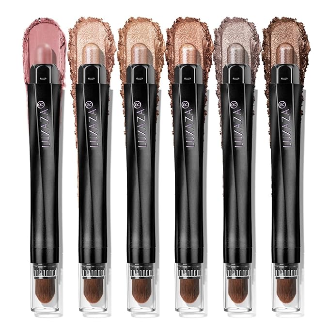 Neutral Eyeshadow Stick Makeup Set, Metallic Shimmer Matte Cream Eye Shadow Eyeliner Brightener Pencil Crayon - Classic 6PCS A016