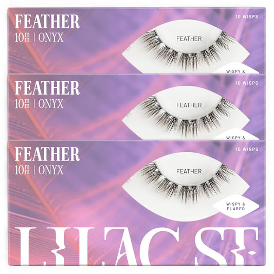Lilac St - Feather Natural Faux Eyelash Clusters (10mm, 3 Pack) - Cat Eye Look - DIY Lash Extension Wisps - Lightweight & Lifelike - Lasts 10 Days - Cruelty Free, Vegan, Women Founded - 30 Lashes