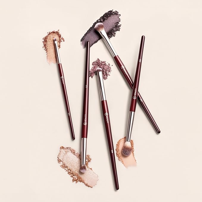 BK BEAUTY - BRUSH SET FOR HOODED OR SMALLER EYES (5PC) - Eyeshadow Brush Set for Blending, Smudging & Defining Eyeshadow and Eyeliner | Premium Eye Makeup Brushes for Precise Application