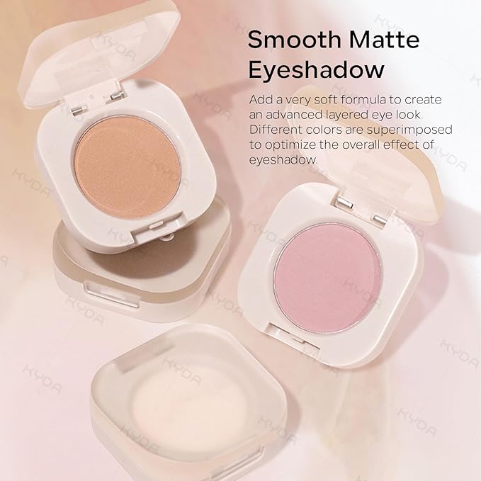 KYDA Single Matte Eyeshadow, Light Apricot Peach Eyeshadow, Ultra-fine Smooth Powder, Lightweight Blendable Formula, Warm Tone Eyes Makeup, Autumn Apricot