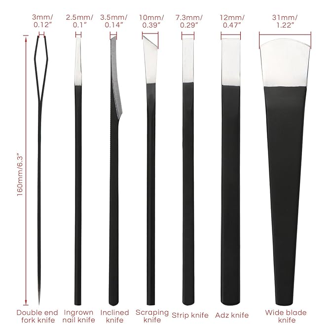Pedicure Knife Set for Feet, Segbeauty 7pcs Ingrown Toenail Blade Tool with Storage Bag, High Manganese Steel Nail Knives Cuticle Remover, Professional Foot Repair Sharp Blade Kit for Nail Corn Callus