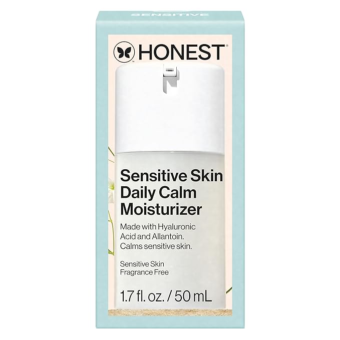 Honest Beauty Sensitive Skin Daily Calm Lightweight Moisturizer, Reduces Redness, Hydrates, Hypoallergenic, Fragrance-Free Vegan, 1.7 fl oz