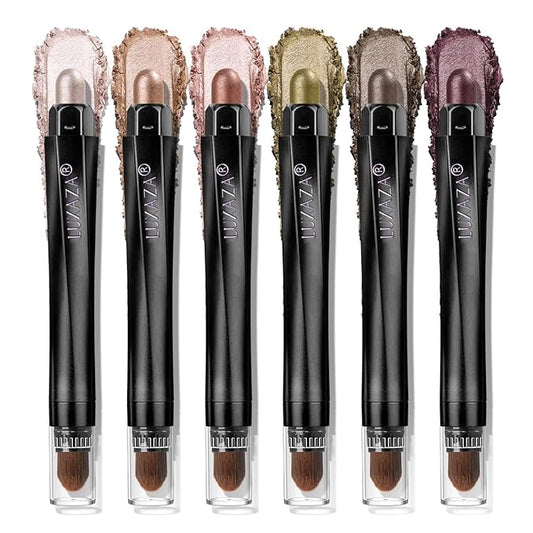 Neutral Eyeshadow Stick Makeup Set, Metallic Shimmer Matte Cream Eye Shadow Eyeliner Brightener Pencil Crayon - Classic 6PCS A005