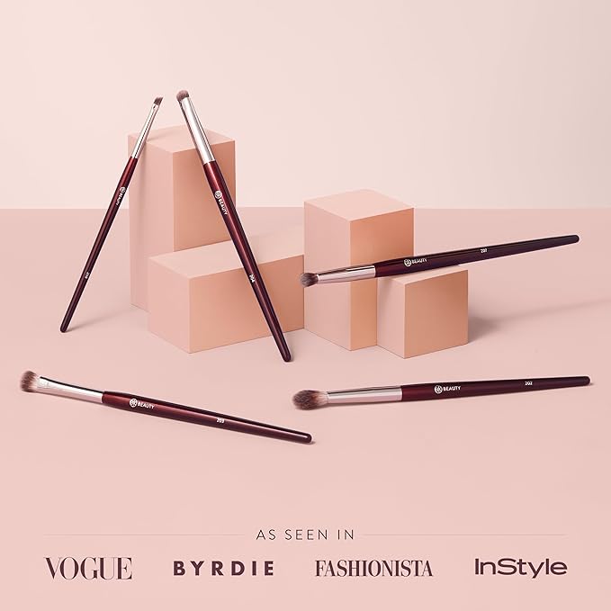 BK BEAUTY - BRUSH SET FOR HOODED OR SMALLER EYES (5PC) - Eyeshadow Brush Set for Blending, Smudging & Defining Eyeshadow and Eyeliner | Premium Eye Makeup Brushes for Precise Application
