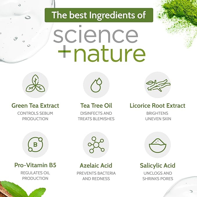 Exposed Skin Care Acne Treatment Kit - Includes Facial Cleanser, Clearing Tonic, Acne Treatment Serum, Clear Pore Serum, Clarifying Mask, Cloth - Natural Acne Solution for Face, All Ages & Skin Types