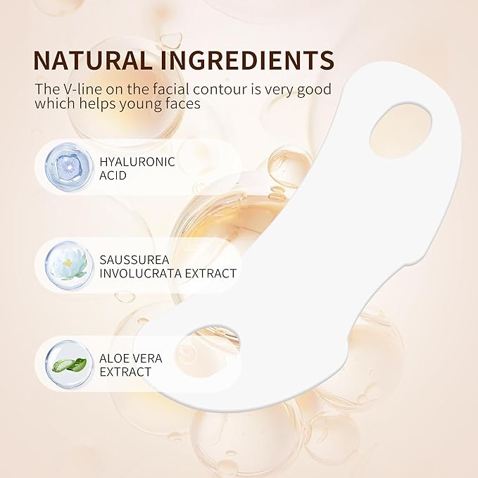 5PCS V Line Lifting Mask, Double Chin Reducer, Chin Mask Strap for Women,Face Slimmer | Nicotinamide Collagen Hydrogel Face Tape With Saussurea & Aloe Vera.Pigment-free & Paraben Free.