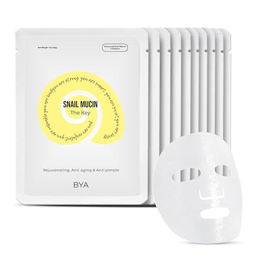 BYA x3 Rejuvenating, Anti aging, Anti pimple, Snail Mucin, Face Masks Skincare, Facial Mask, Face Mask Skin Care, Sheet Mask, Face Mask Set, Face Sheet Masks Skincare, Hydrating Face Masks Sheets