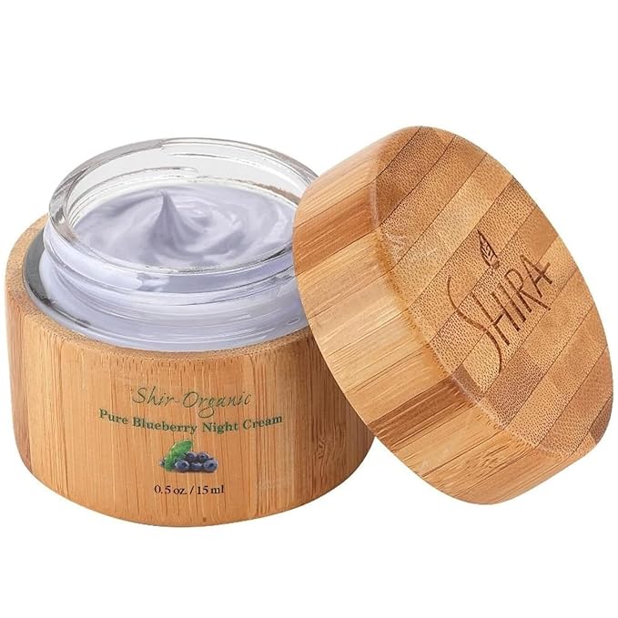 Shir Organic Blueberry Night Cream for Nourished, Wrinkle-Free, Radiant Skin. Moisturizer Face Cream with Anti-Aging Formula keeps Skin Hydrated, Facial Skin Care Product (15ml)