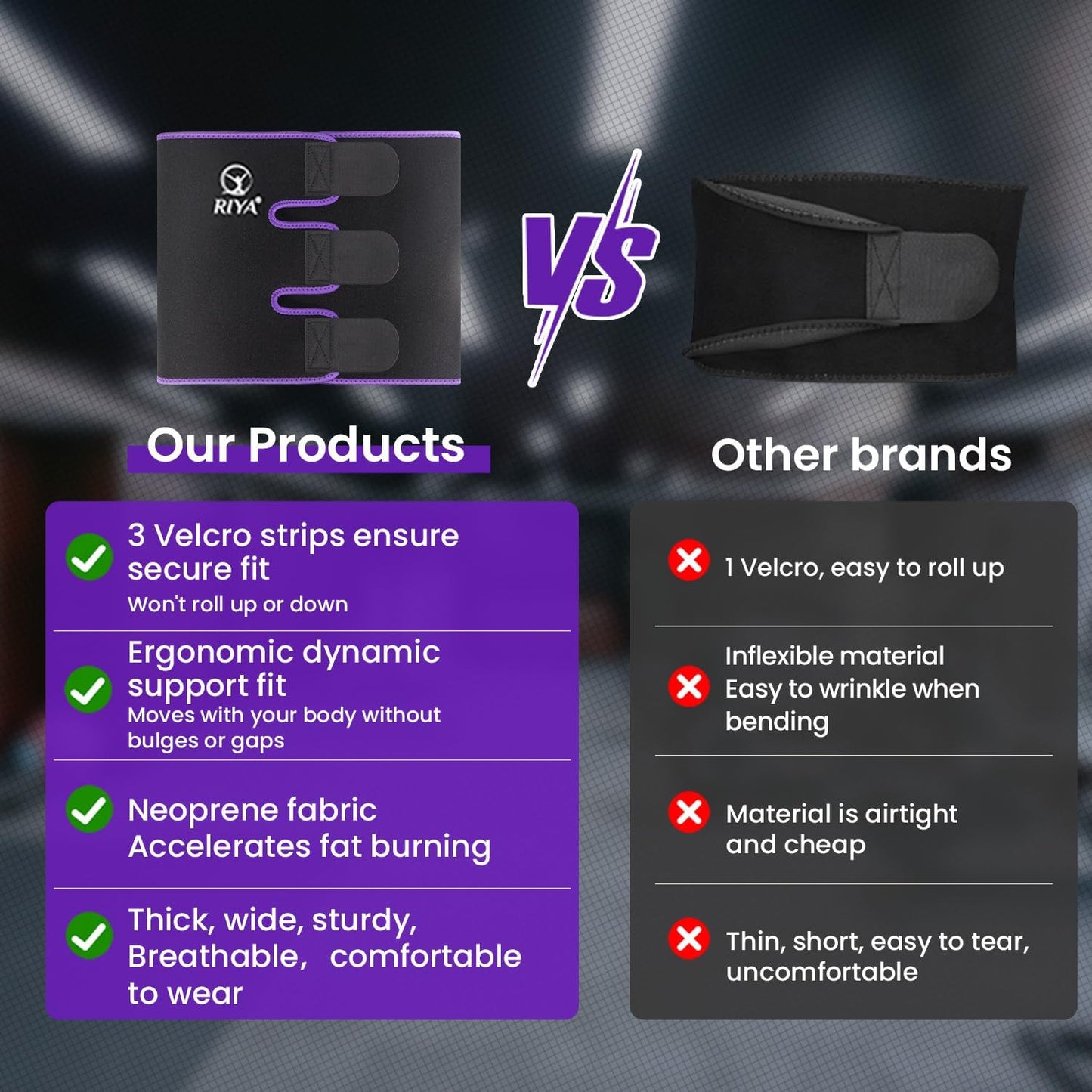 RIYA Waist Trimmer Sweat Waist Trainer for Women and Men Waist Sweat Belt Band Belly Stomach Wrap