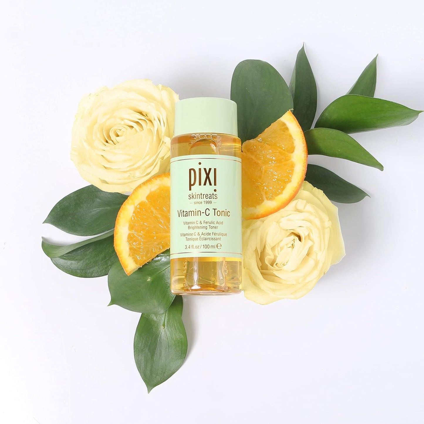 Pixi Vitamin-C Tonic,Brightening & Soothing Facial Toner, Boost Skin Luminosity, Infused with Vitamin-C & Ferulic Acid, Alcohol Free Daily Toner, 100ml / 3.4fl oz Travel Size Skin Care