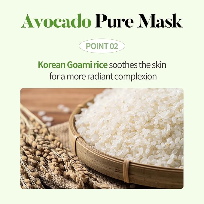 COSNORI AVOCADO PURE SHEET MASK (10pc) - Clean, Hydrating and Soothing for Dry skin, Korean Face Mask- Avocado Extract, 0.81oz x 10pc
