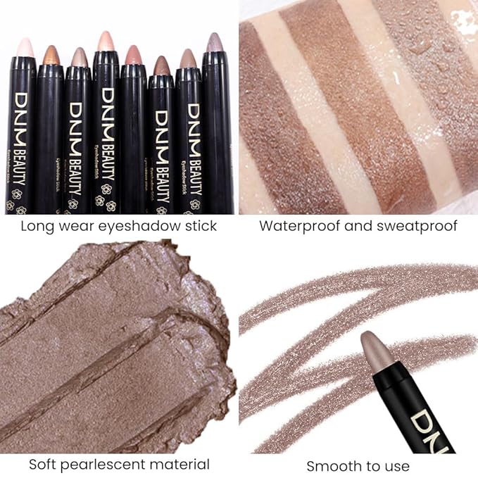 evpct Taupe Shimmer Cream Eye Shadow Brightener Sticks Set for Eyes, Taupe Shimmery Matte Pencil Eye shadow Applicator Stick Pen Palette Makeup Waterproof sombras en crema para ojos 19#