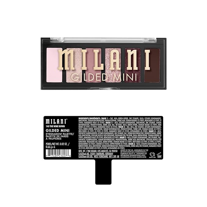 Milani Gilded Mini Eyeshadow Palette with 6 Matte & Shimmer Hues - The Wine Down