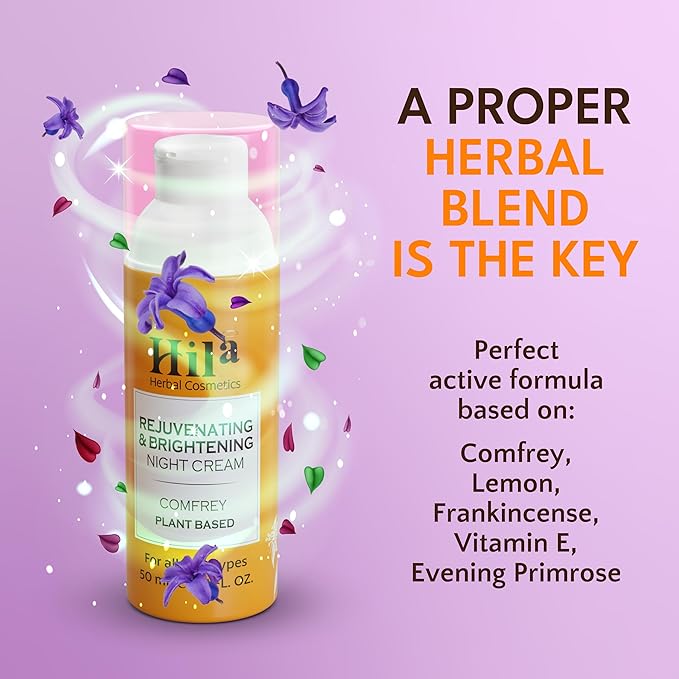 Rejuvenating, Brightening & Nourishing Night Cream for Face - Vitamin E Cream for All Skin Types, Restorative Night Moisturizer, Brightening Cream for Face - Comfrey, 50ml