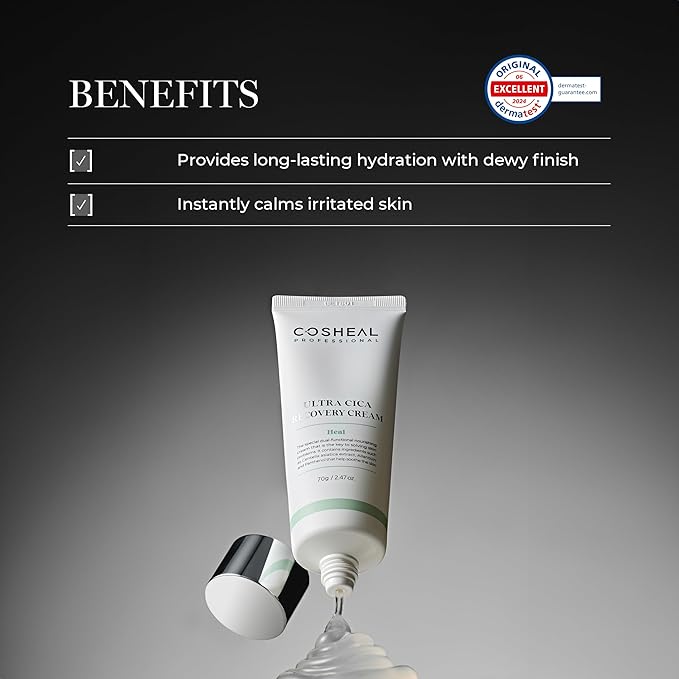 Ultra Cica Recovery Cream 2.47 oz, Skin-Calming Barrier Repair Gel Cream with Centella Asiatica, Allantoin & Panthenol, Soothes & Strengthens Sensitive Skin, Korean Skin care