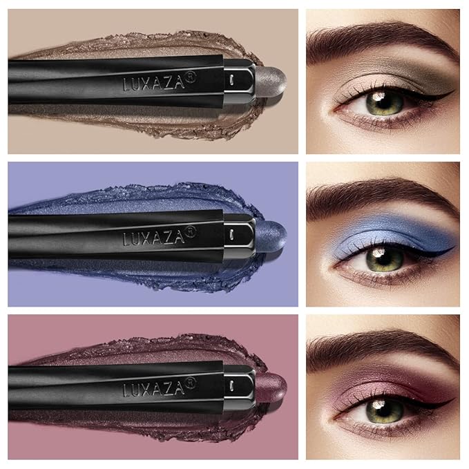 3PCS Cream Eyeshadow Sticks, Neutral Metallic Makeup Pencil For Eyes, Eye Brightener Highlighter, Waterproof & Long Lasting Eye Shadow Stick And Eyeliner Set