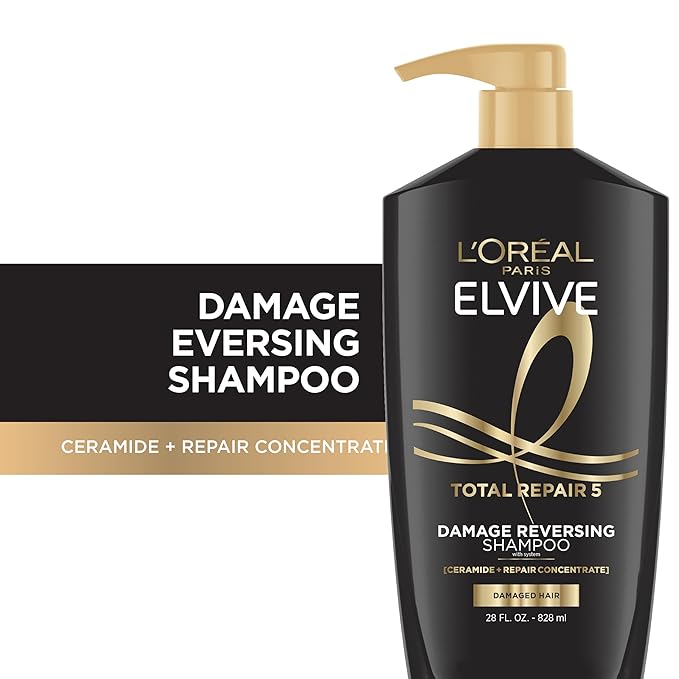 L'Oreal Paris Elvive Total Repair 5 Repairing Shampoo and Conditioner for Damaged Hair, 28 Ounce (Set of 2)