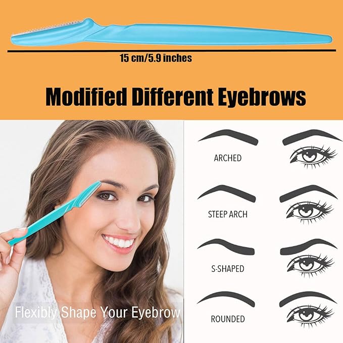 Eyebrow Razor for Women, iDeep 12 Pcs Eyebrow Razor with Safety Cover 4 Color Facial Hair Removal Shavers Dermaplane Razor for Women Eyebrow Knife for Trimming and Shaping Eyebrows