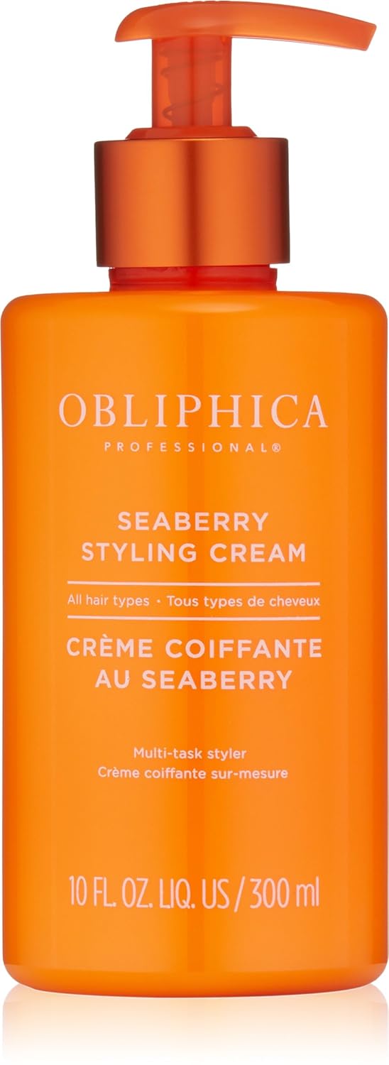 Obliphica Seaberry Styling Cream for Women - Anti-Frizz Control, Normal Hair Products, Damaged Repaired Hair - Hair Mask & Treatment for Protecting Hair & Scalp - 10 Fl Oz