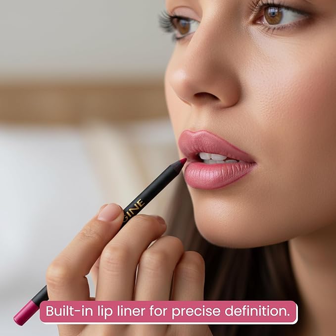 Liquid Lipstick & Lip Liner Set for Women – Smooth Matte French Kiss Shade, Long-Lasting Waterproof Lipstick, Smudge-Resistant Lip Makeup, Soft Glide Liner – Vitamin E & Shea Butter