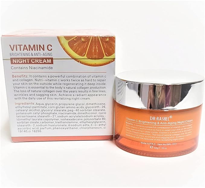 Dr Rashel Vitamin C Face Night Cream With Niacinamide and Collagen | Moisturizer | Anti-Aging | Lift & Firming Skin size 1.76 oz