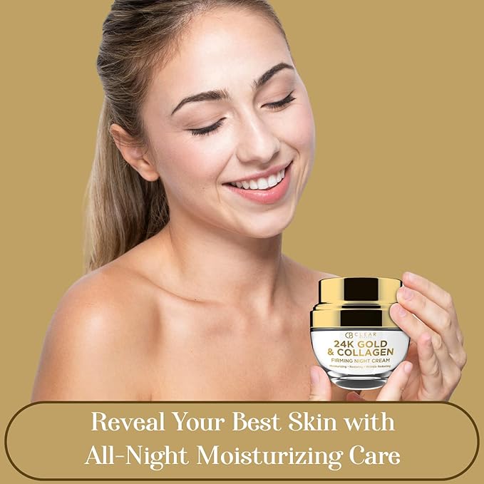 24K Gold & Collagen Night Face Moisturizer - Dermatologist Tested, Reduces Age Spots, Fine Lines & Wrinkles, Lifting & Firming Night Cream, Cruelty-Free Korean Skin Care - All Skin Types