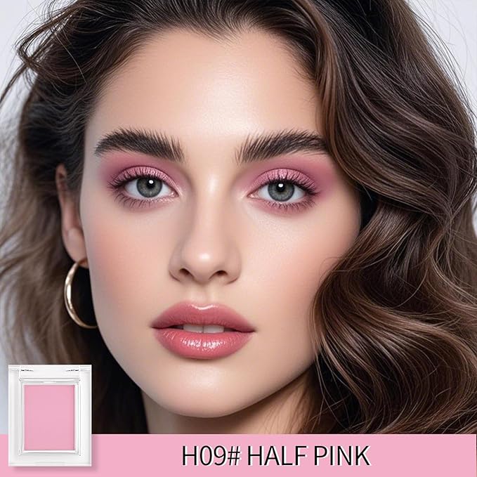 Erinde Single Matte Eyeshadow Palette, Velvet Eye Shadow Compact Powder Natural Makeup, Long-Lasting Eye Makeup, Ultra-Blendable, Pigmented Color, Vegan Formula, H09 Half Pink