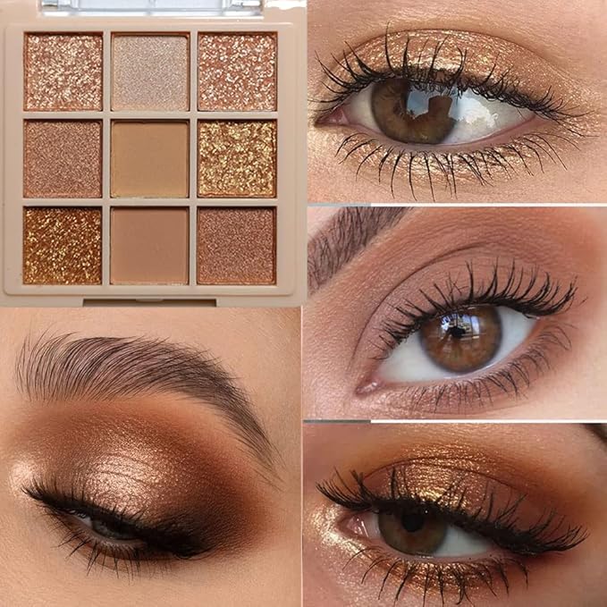 Eyeshadow Palette Makeup- 9 Colors Naked Eyeshadow Palette Matte Shimmer Korean Natural Eye Shadow palettes Highly Pigmented Naturing-Looking Long Lasting (#04)
