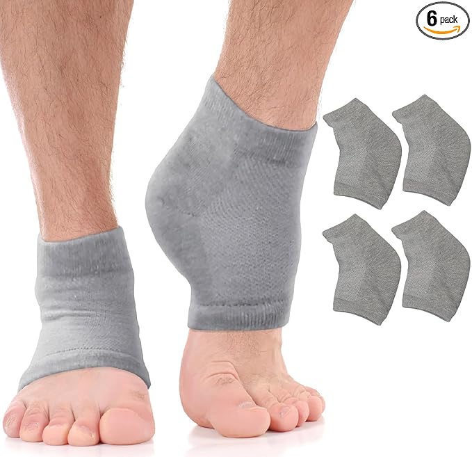 Moisturizing Socks for Men & Women | Aloe Vera Cracked Heel Treatment | Foot Callus Remover | Aloe Socks for Cracked Heels & Dry Feet | Lotion Infused Gel Heel Sleeves (Large - 2 Pairs)