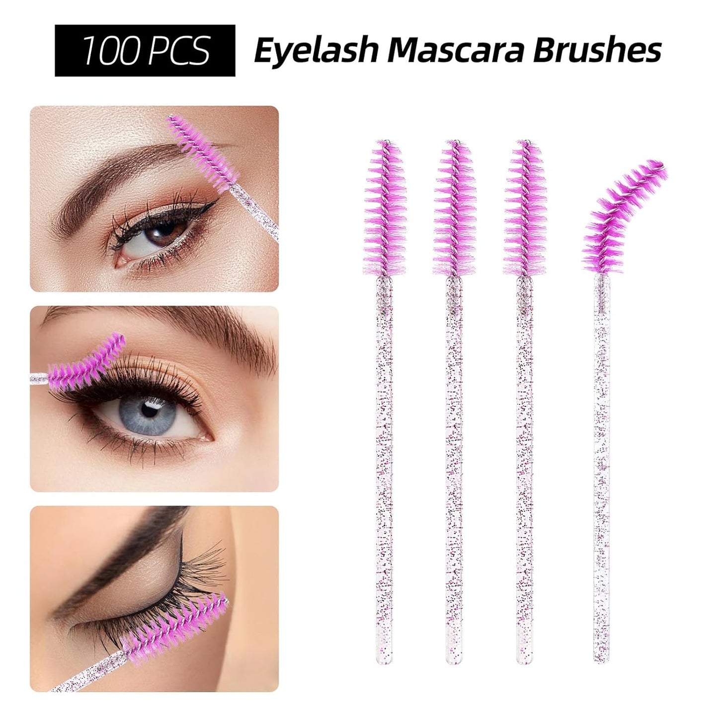300 Pcs Spoolies Mascara Wands Lip Brushes Micro Swabs Applicator, Disposable Eyelash Brushes Lipstick Tester Makeup Applicator Tool Purple