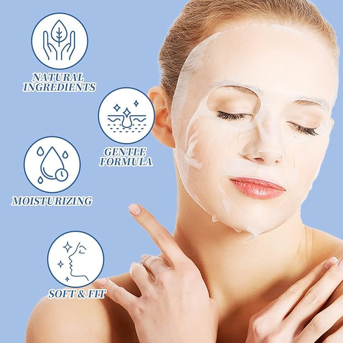 6 Pack Sheet Face Masks Skincare for All Skin Types, Gentle & Nourishing Skincare Face Masks, Suitable for Sensitive Skin, Bulk Facial Mask Set for Women & Face Spa