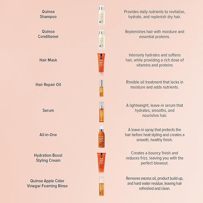 Biotop Professional 911 Quinoa Hair Mask - Repairing Hair Mask Treatment For Dry or Extremely Damaged Strands - Color Safe & Cruelty Free Hair Care - (18.6oz/550ml)