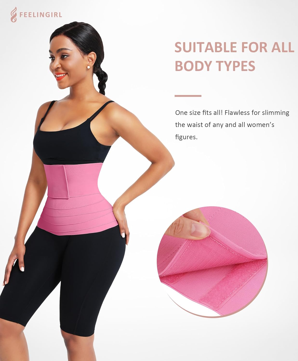 FeelinGirl Waist Trainer for Women Bandage Wrap Trimmer Belt Long Torso Tummy Wraps Belly Body Shaper Waist Trimmer Belt