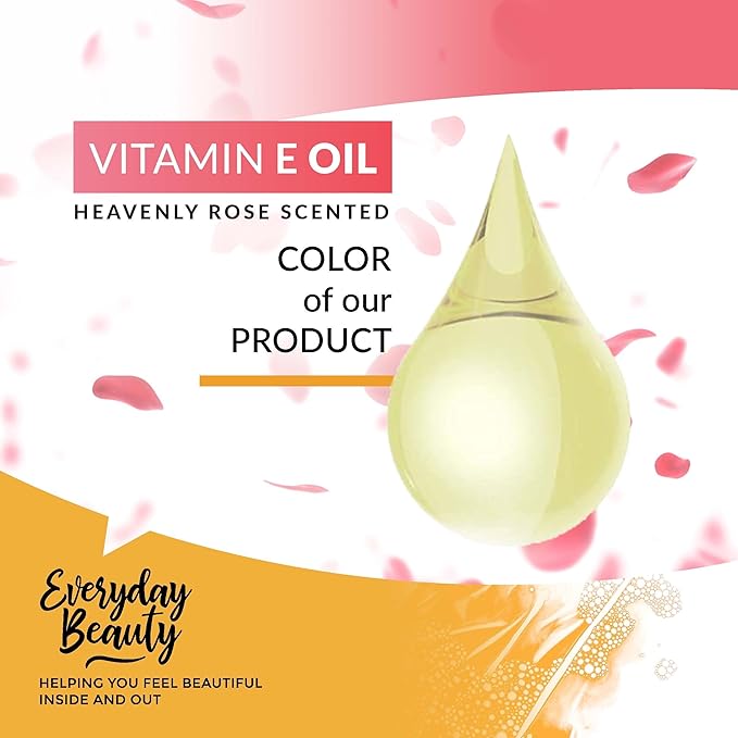 Organic Vitamin E Oil - Heavenly Rose Scented USDA Certified 100% All Natural Plant Based 2.02 Fl Oz Glass Bottle & Dropper - Lightweight & Great for Scars After Surgery - Reduce Wrinkles, Anti Aging