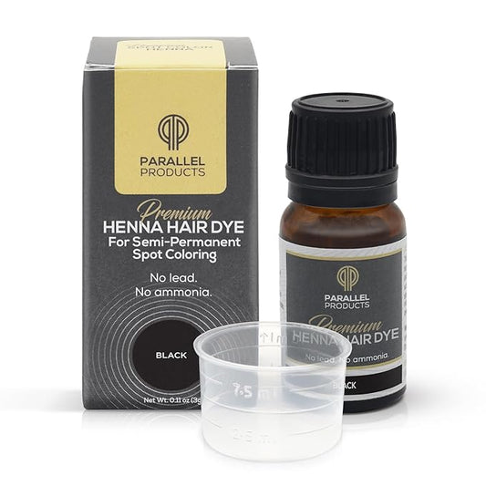 Parallel Products Spot Color Henna Kit - Henna Hair Dye - 3 grams - Tint for Professional Spot Coloring - With Mixing Dish - Covers Grey Hair - Root Touch Up (Black)