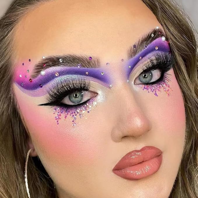 Purple Glitter Matte Eyeshadow Palette, 9 Colors Shimmer High Pigmented Eyeshadow Powder, Dream Purple Eye Shadow Palette Makeup,Waterproof Blendable Colorful Eyeshadow Palette for Girl Women