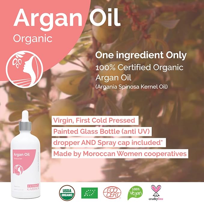 Fatima's Garden Argan Oil - Organic Moisturizer for Skin & Hair, 150ml