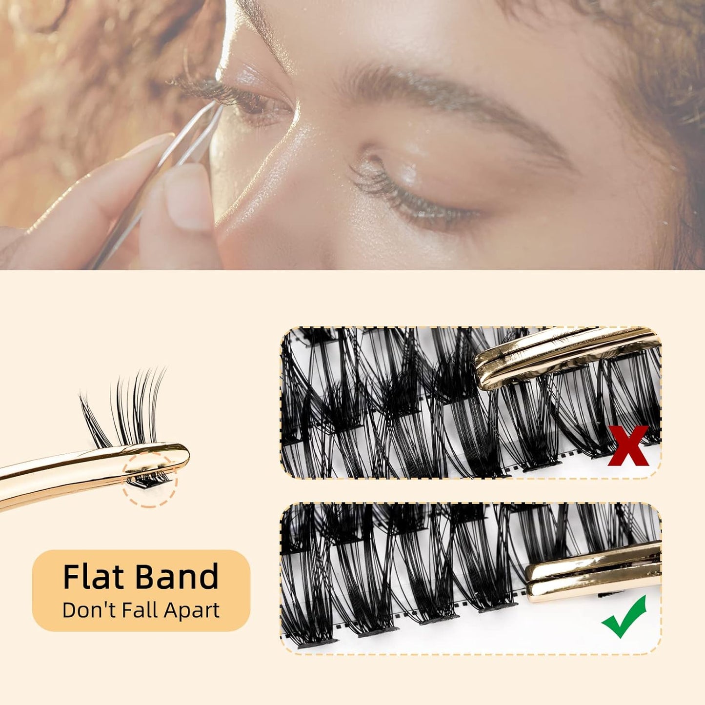 QUEWEL Lash Clusters 240Pcs Individual Lashes 40D+50D D Curl 8-14mm Length DIY Lash Extension Soft False Eyelashes Wispy Cluster Lashes Easy to Create Natural Look At Home(40D+50D-D-MIX8-14)