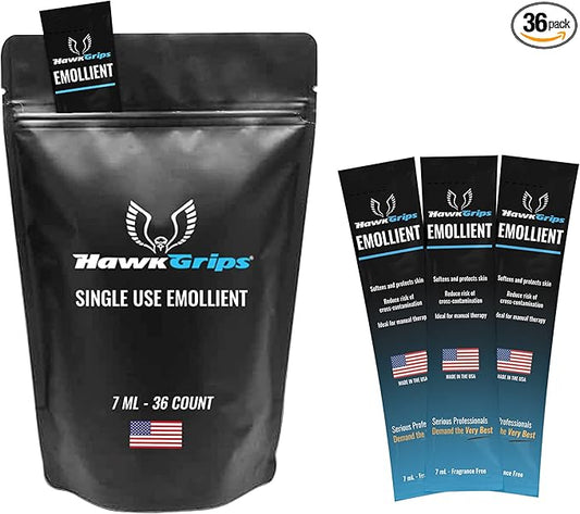 Massage Cream Emollient - Oil-Based Deep & Soft Tissue Application, Physical Body & Muscle Therapy, Safe Ingredients, Hands & Tools Use - Vanilla Scent, 36 Single-Use Packets (7ml)