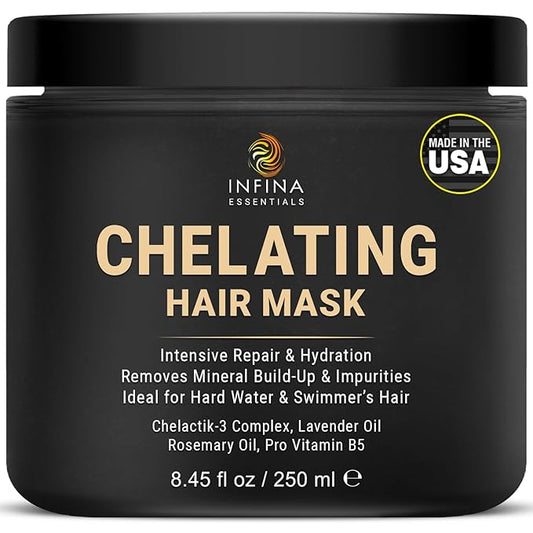 Chelating Metal Detox Hair Mask - Ion Hair Mask with Chelactik-3 & Rosemary Oil, Hair Build Up Remover for Hard Water Hair Treatments, Swimmers & Color-Treated Hair - 8.45 fl oz