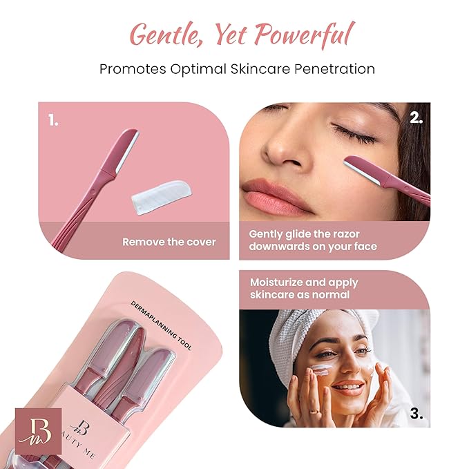 Premium Women Touch-up Dermaplaning Tool with precision cover, Eyebrow Razor, Face Razors for Women, Facial Razor, Dermaplaning Razor, Womens Face Razor Peach Fuzz Remover, exfoliating razor