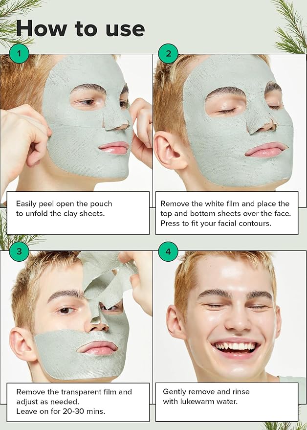 I DEW CARE Face Sheet Mask - Here's To Clearing Clay | Daily Exfoliate, Decongest, Minimize Pores, Soothe, Infused with 3-Clay Complex, Tea Tree, Centella Asiatica, Moisturizing, 4ea