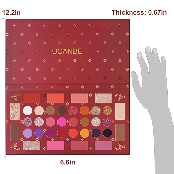 UCANBE Eyeshadow Makeup Palette, 36 Color Matte Shimmer Glitter Eye Shadow Highlighter Contour Blush Powder, High Pigmented Long Lasting Waterproof Pallet for Weddings, Celebrations & Daily Use