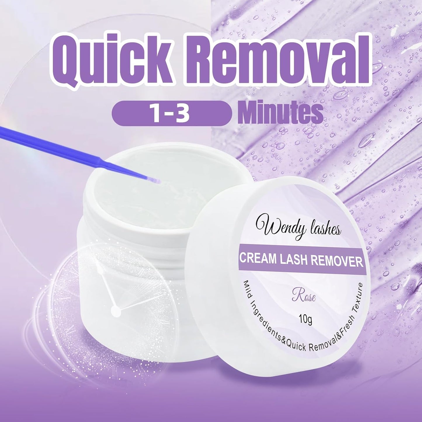 Wendy Lash Remover for Eyelash Extensions: Effectively Cluster Glue Remover Cream, Clear Rose