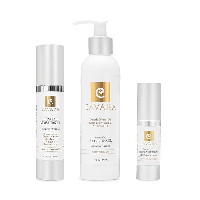 Organic Ultra Face Moisturizer, Natural Facial Cleanser and Retinol Night Cream