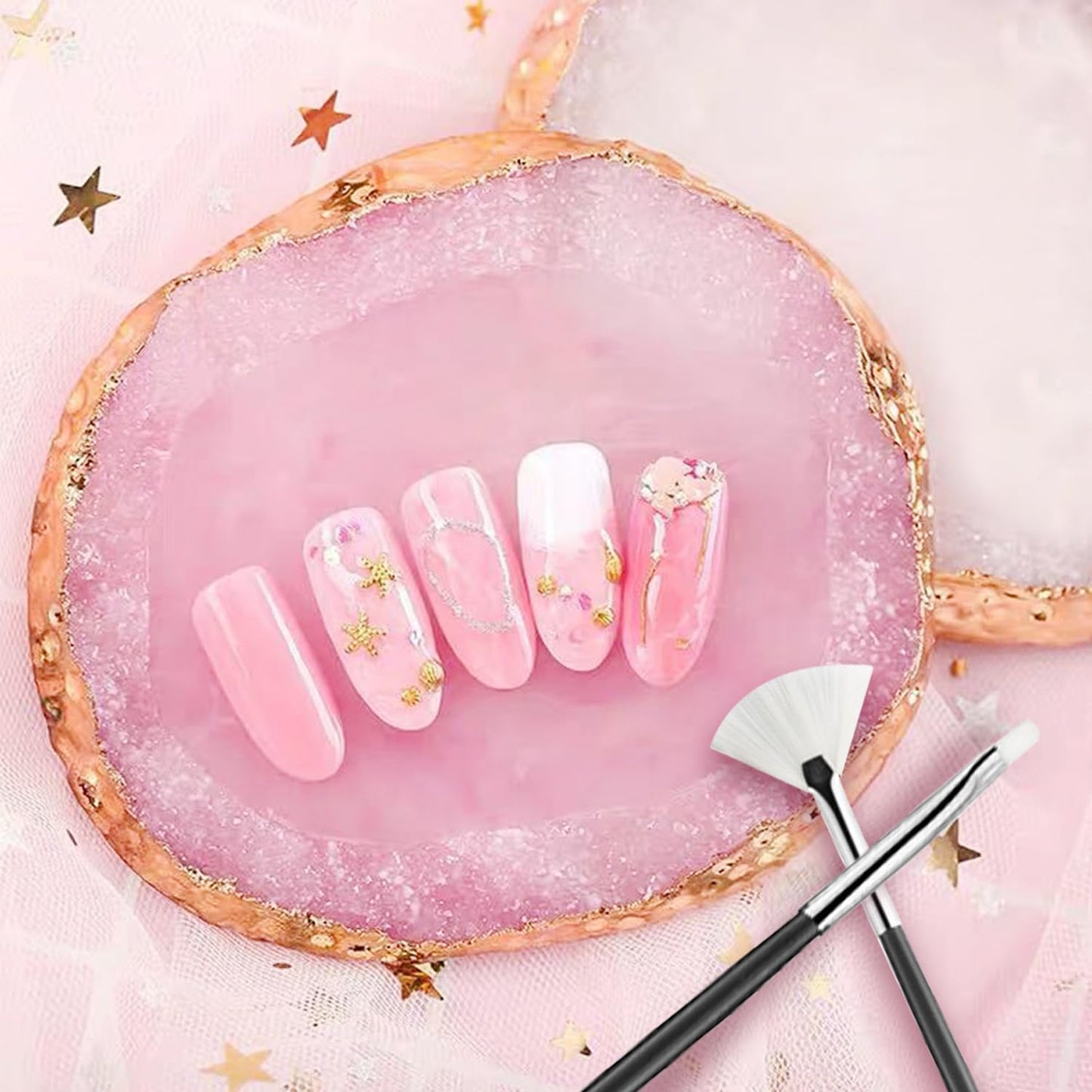 Nail Art Tools 22-piece Set, Resin Nail Art Palette, 2-way Acrylic Silicone Engraving Pen Dotting Pen Tools Nail Art Kit for Nail Art DIY Home Salon Makeup Display Board, pink