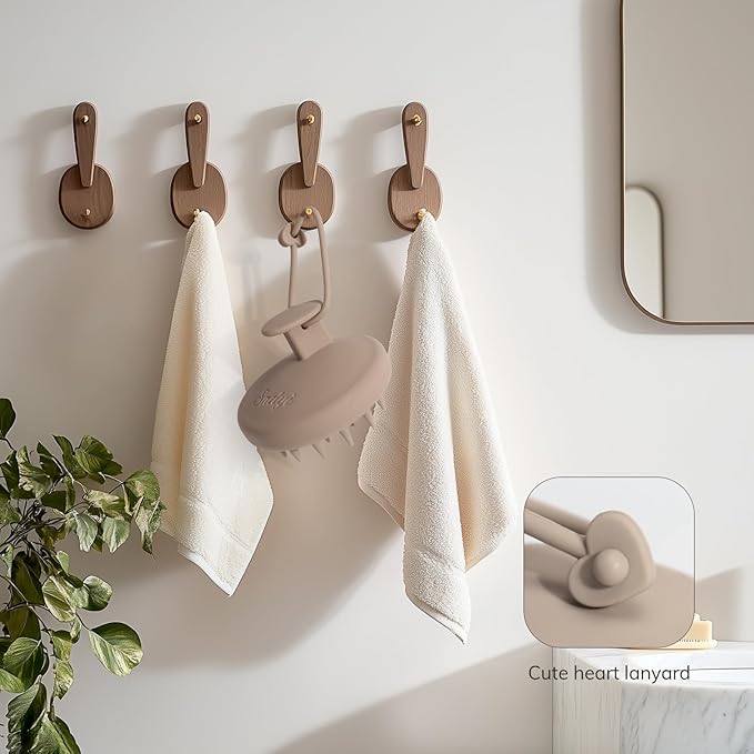 Sndyi Silicone Scalp Massager Shampoo Brush, Hair Scrubber with Soft Silicone Bristles, Scalp Scrubber/Exfoliator for Dandruff Removal, Wet Dry Scalp Brush for Hair Growth & Scalp Care, Khaki