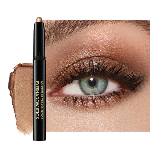 Eyeshadow Stick, Shimmer and Matte Cream Eye Shadow Brightener Sticks Eyeliner Pencil Crayon, Waterproof Long Lasting Eye Highlighter Stick Makeup,0.056 Oz(#1-Caramel)